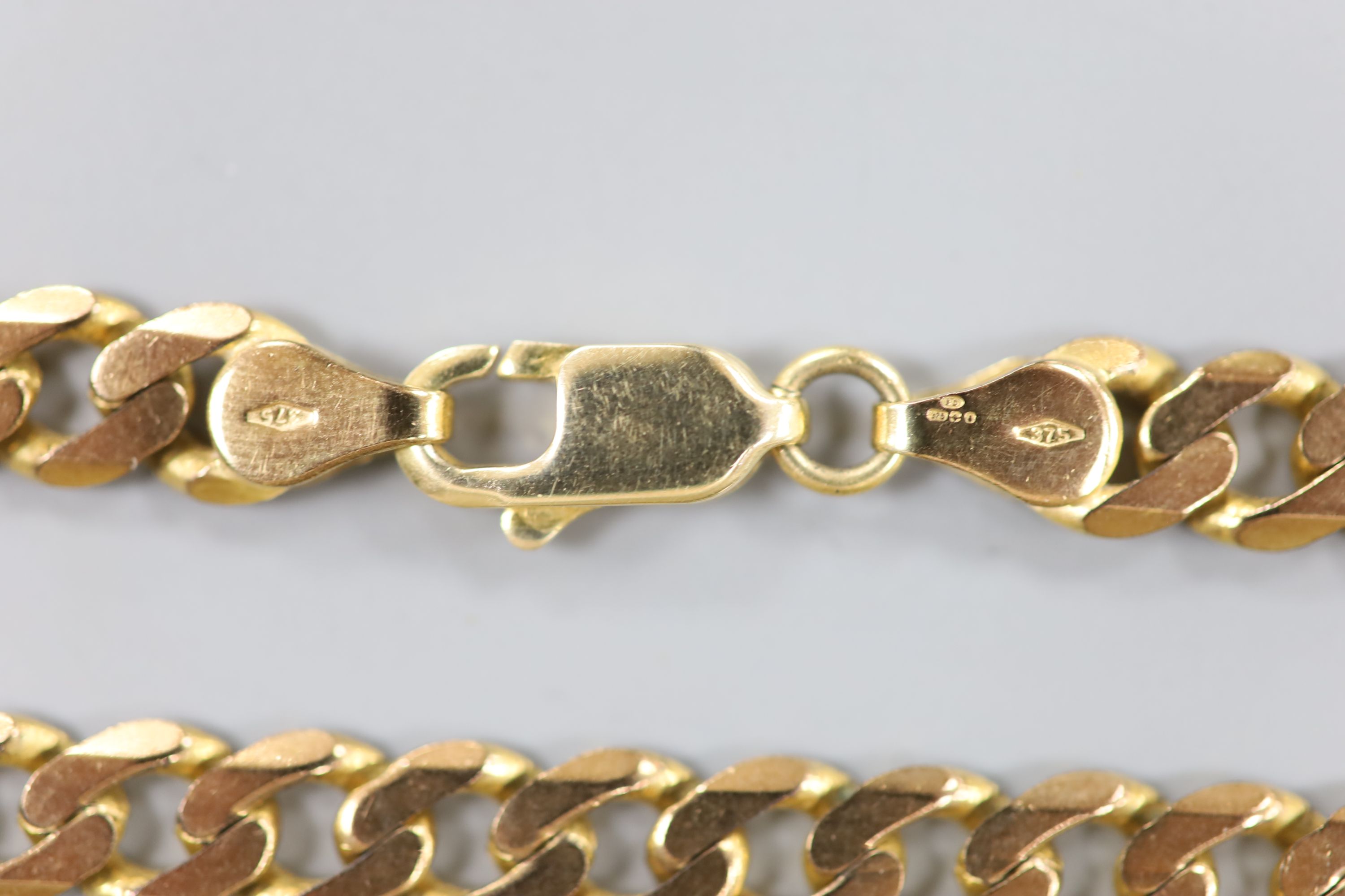 A 9ct gold curb-link necklace, 44cm